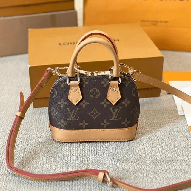 Sac LS VN à main  imprimé monogramme Alma pour femme marron 20x14cm