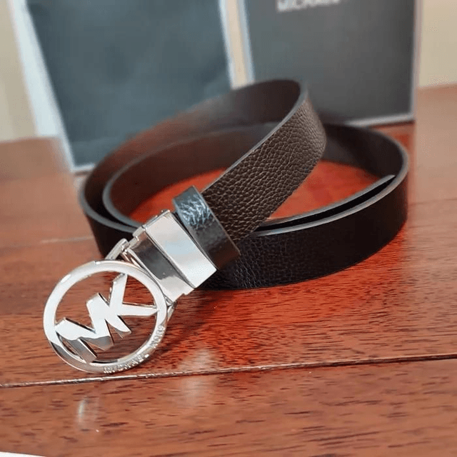 Ceinture MK en cuir véritable pour homme avec boucle coulissante de 28 mm, 120 cm