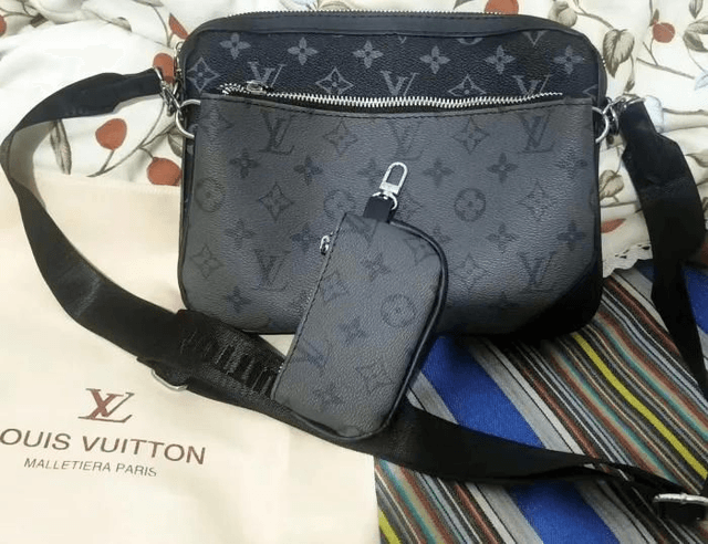 Sac LS VN à bandoulière en cuir imprimé pour homme